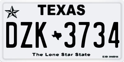 TX license plate DZK3734