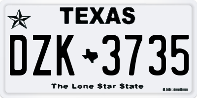 TX license plate DZK3735