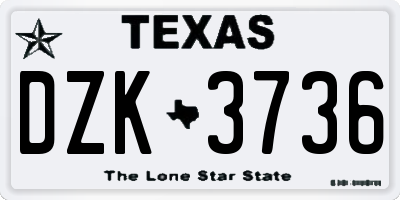 TX license plate DZK3736