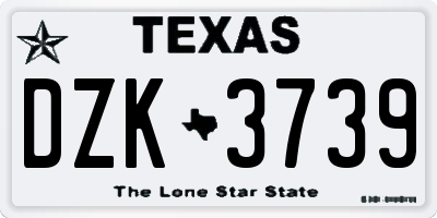 TX license plate DZK3739