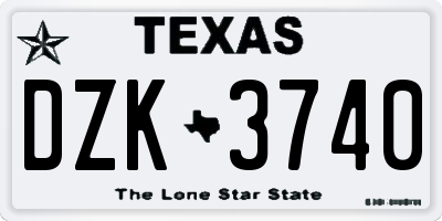 TX license plate DZK3740