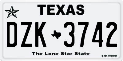 TX license plate DZK3742