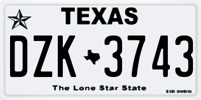 TX license plate DZK3743