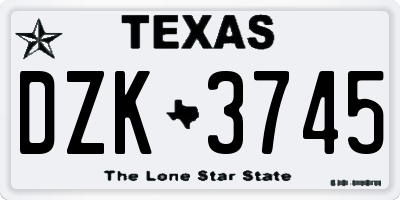 TX license plate DZK3745