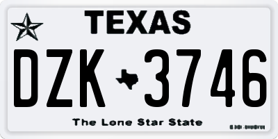 TX license plate DZK3746