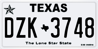 TX license plate DZK3748