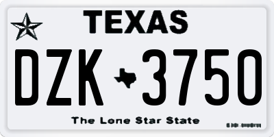 TX license plate DZK3750