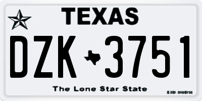 TX license plate DZK3751