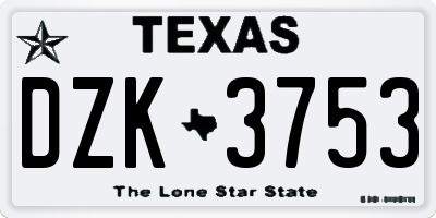 TX license plate DZK3753