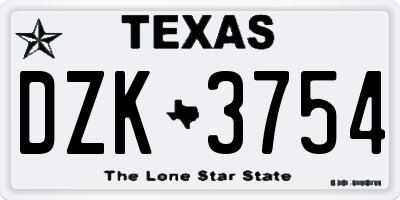 TX license plate DZK3754