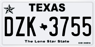 TX license plate DZK3755