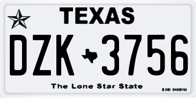TX license plate DZK3756