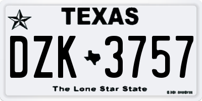 TX license plate DZK3757