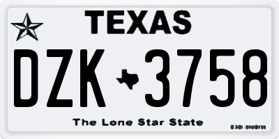 TX license plate DZK3758