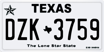 TX license plate DZK3759