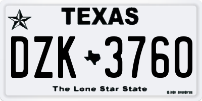 TX license plate DZK3760