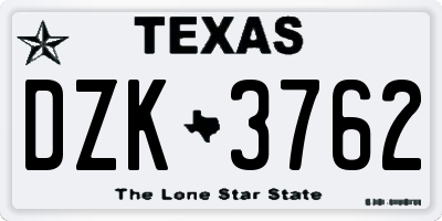 TX license plate DZK3762
