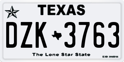 TX license plate DZK3763