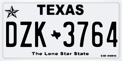 TX license plate DZK3764