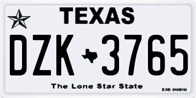 TX license plate DZK3765