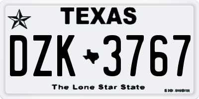 TX license plate DZK3767
