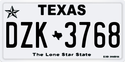 TX license plate DZK3768