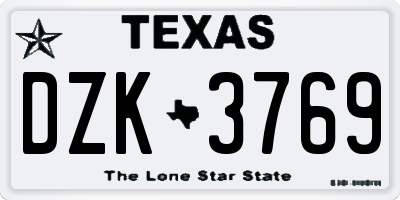 TX license plate DZK3769