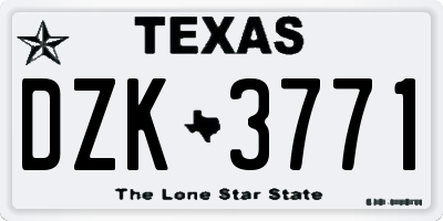 TX license plate DZK3771