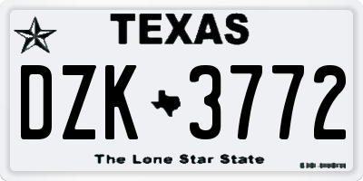 TX license plate DZK3772
