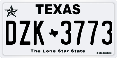 TX license plate DZK3773