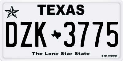 TX license plate DZK3775