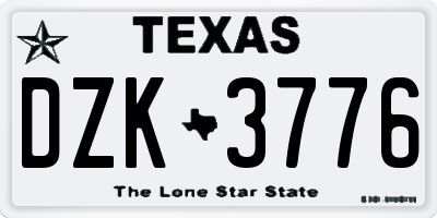 TX license plate DZK3776