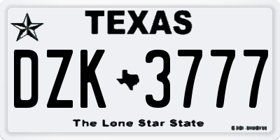 TX license plate DZK3777