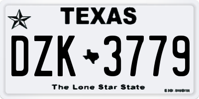 TX license plate DZK3779