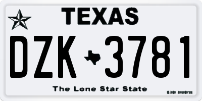 TX license plate DZK3781
