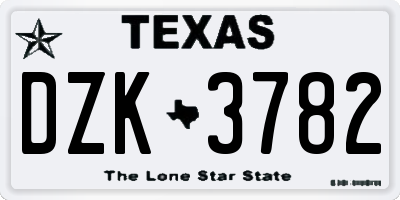 TX license plate DZK3782