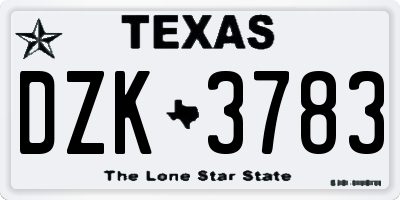 TX license plate DZK3783