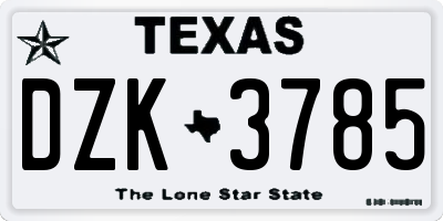 TX license plate DZK3785