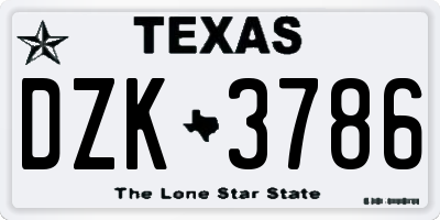 TX license plate DZK3786
