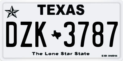 TX license plate DZK3787