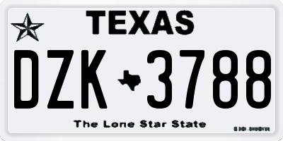 TX license plate DZK3788