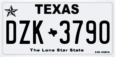 TX license plate DZK3790