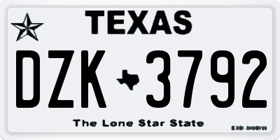 TX license plate DZK3792