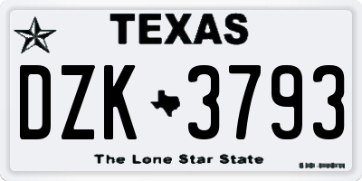 TX license plate DZK3793