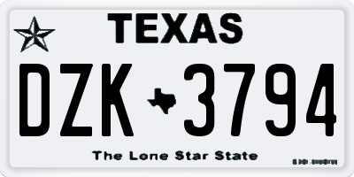 TX license plate DZK3794