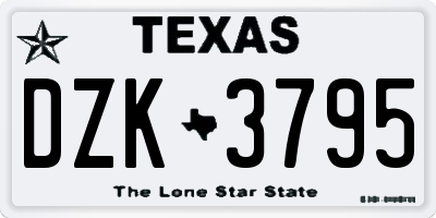 TX license plate DZK3795