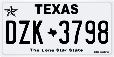 TX license plate DZK3798