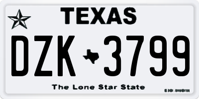 TX license plate DZK3799