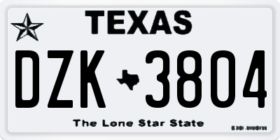 TX license plate DZK3804