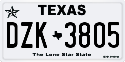 TX license plate DZK3805